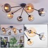 Koyoto ceiling light, globe light 77.5 cm Amber, clear, Smoke-coloured, 6-light sources