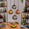 Koyoto hanging light, globe light, pendant light blue, gold, coppery, 4-light sources