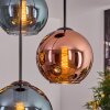 Koyoto hanging light, globe light, pendant light blue, gold, coppery, 4-light sources