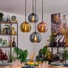 Koyoto hanging light, globe light, pendant light blue, gold, coppery, 4-light sources