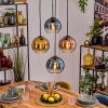 Koyoto hanging light, globe light, pendant light blue, gold, clear, coppery, 4-light sources