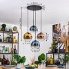 Koyoto hanging light, globe light, pendant light blue, gold, clear, coppery, 4-light sources