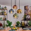 Koyoto hanging light, globe light, pendant light blue, gold, green, clear, coppery, 4-light sources