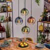 Koyoto hanging light, globe light, pendant light blue, green, clear, coppery, 4-light sources