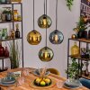 Koyoto hanging light, globe light, pendant light blue, gold, green, 4-light sources
