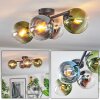 Gastor ceiling light, globe light blue, chrome, green, clear, Smoke-coloured, 4-light sources
