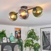 Gastor ceiling light, globe light blue, chrome, green, clear, Smoke-coloured, 4-light sources
