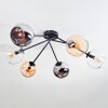 Koyoto ceiling light, globe light 77.5 cm Amber, chrome, clear, Smoke-coloured, 6-light sources