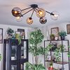 Koyoto ceiling light, globe light 77.5 cm Amber, chrome, clear, Smoke-coloured, 6-light sources