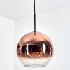 Koyoto hanging light, globe light, pendant light clear, coppery, 1-light source