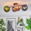 Gastor ceiling light, globe light blue, chrome, green, coppery, Smoke-coloured, 4-light sources