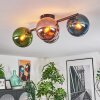 Gastor ceiling light, globe light blue, chrome, green, coppery, Smoke-coloured, 4-light sources