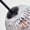 Koyoto ceiling light, globe light 77.5 cm clear, Smoke-coloured, 6-light sources