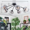 Koyoto ceiling light, globe light 77.5 cm clear, Smoke-coloured, 6-light sources