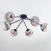 Koyoto ceiling light, globe light 77.5 cm clear, Smoke-coloured, 6-light sources