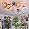 Koyoto ceiling light, globe light 77.5 cm Amber, clear, Smoke-coloured, 6-light sources