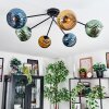 Koyoto ceiling light, globe light 77.5 cm blue, gold, green, 6-light sources