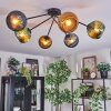 Koyoto ceiling light, globe light 77.5 cm blue, gold, green, 6-light sources