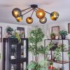 Koyoto ceiling light, globe light 77.5 cm blue, gold, green, 6-light sources