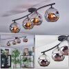 Ripoll ceiling light, globe light chrome, Smoke-coloured, 4-light sources