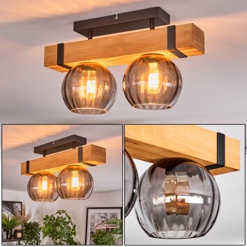 Sernadelo ceiling light, globe light Ecru, black, 2-light sources