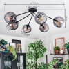 Koyoto ceiling light, globe light 77.5 cm Smoke-coloured, 6-light sources