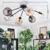 Koyoto ceiling light, globe light 77.5 cm Amber, clear, Smoke-coloured, 6-light sources