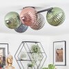 Chehalis ceiling light, globe light blue, green, coppery, Smoke-coloured, 5-light sources