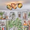 Chehalis ceiling light, globe light blue, green, coppery, Smoke-coloured, 5-light sources