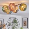 Chehalis ceiling light, globe light blue, green, coppery, Smoke-coloured, 5-light sources