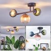 Chehalis ceiling light, globe light blue, green, clear, coppery, 3-light sources