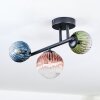 Chehalis ceiling light, globe light blue, green, clear, coppery, 3-light sources