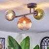 Chehalis ceiling light, globe light blue, green, clear, coppery, 3-light sources