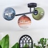Chehalis ceiling light, globe light blue, green, clear, coppery, 3-light sources