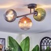 Chehalis ceiling light, globe light blue, green, clear, coppery, 3-light sources