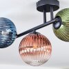 Chehalis ceiling light, globe light blue, green, clear, coppery, 3-light sources