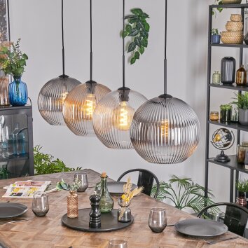 Koyoto hanging light, globe light, pendant light Amber, clear, Smoke-coloured, 4-light sources