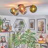 Chehalis ceiling light, globe light blue, green, coppery, Smoke-coloured, 5-light sources