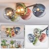 Chehalis ceiling light, globe light blue, green, clear, coppery, 5-light sources