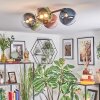 Chehalis ceiling light, globe light blue, green, clear, coppery, 5-light sources