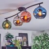 Ripoll ceiling light, globe light blue, chrome, green, coppery, Smoke-coloured, 4-light sources