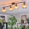 Ripoll ceiling light, globe light Amber, clear, 4-light sources