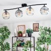 Ripoll ceiling light, globe light Amber, clear, Smoke-coloured, 4-light sources