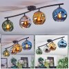 Ripoll ceiling light, globe light blue, chrome, gold, green, Smoke-coloured, 4-light sources