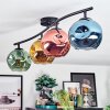 Ripoll ceiling light, globe light blue, gold, green, coppery, 4-light sources