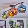 Ripoll ceiling light, globe light blue, gold, green, coppery, 4-light sources