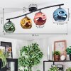 Ripoll ceiling light, globe light blue, gold, green, coppery, 4-light sources