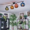 Ripoll ceiling light, globe light blue, gold, green, coppery, 4-light sources