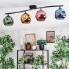 Ripoll ceiling light, globe light blue, gold, green, coppery, 4-light sources
