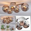 Chehalis ceiling light, globe light chrome, Smoke-coloured, 5-light sources